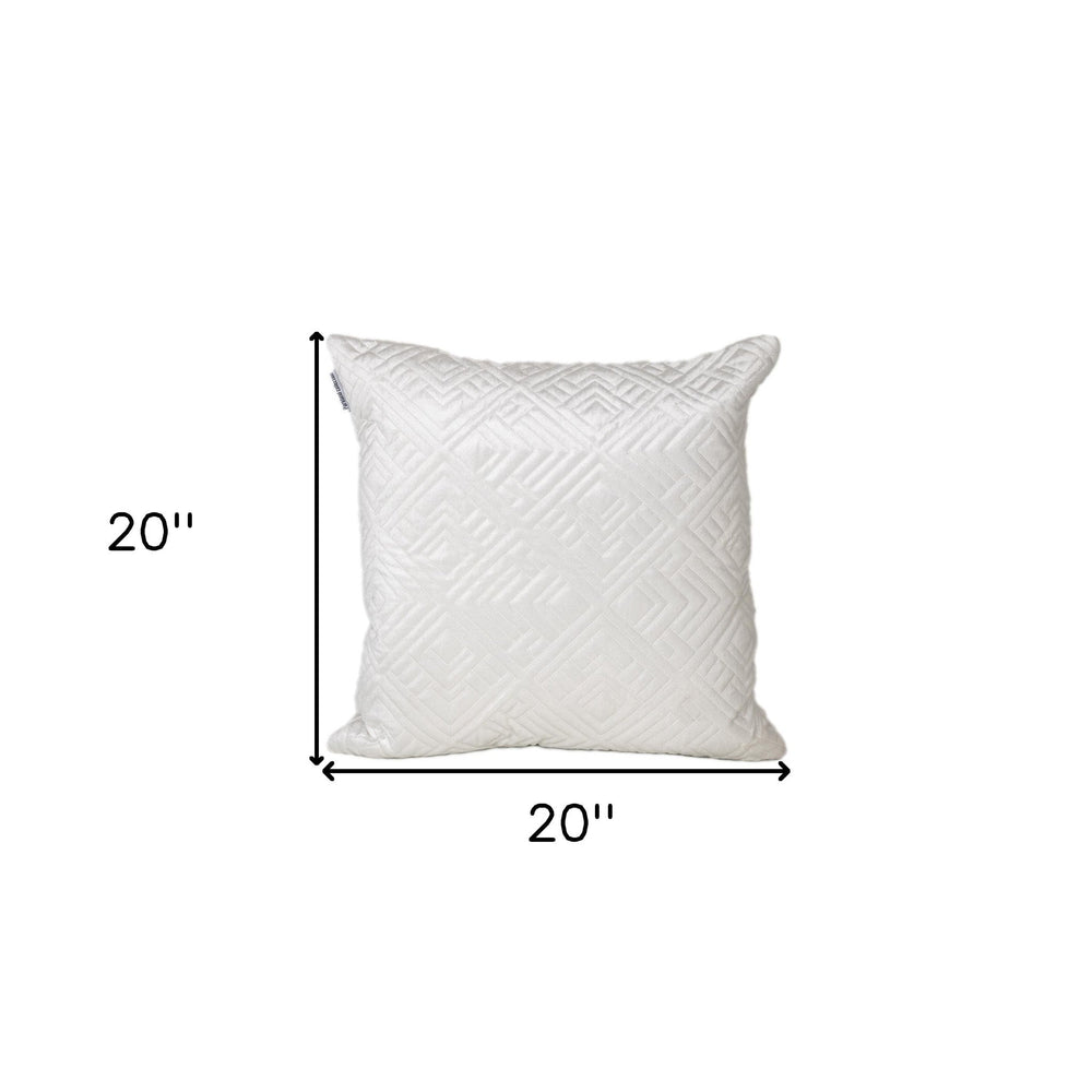 20" White Cotton Blend Throw Pillow - Homeroots - Flyclothing LLC