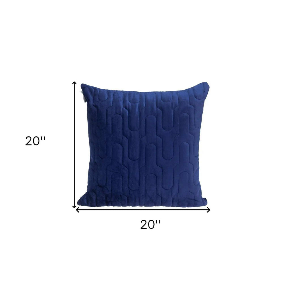 Geometric Lush Quilted Blue Throw Pillow - Homeroots - Flyclothing LLC