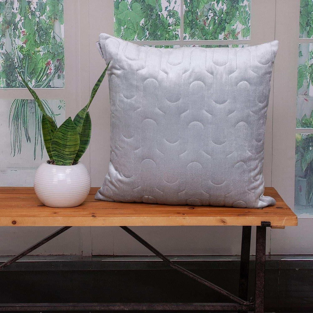 Geometric Lush Quilted Metallic Gray Throw Pillow - Homeroots - Flyclothing LLC