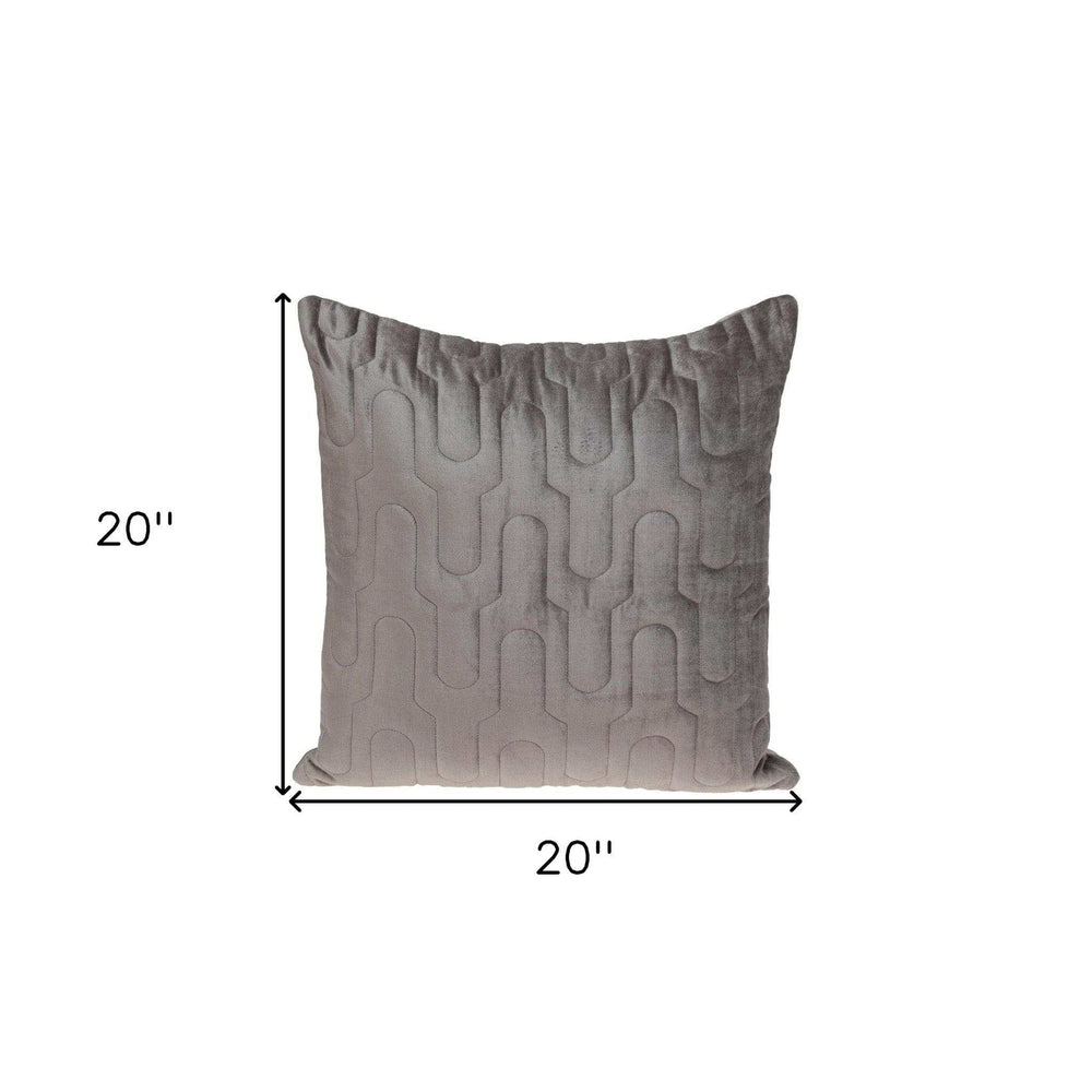 Geometric Lush Quilted Taupe Throw Pillow - Homeroots - Flyclothing LLC