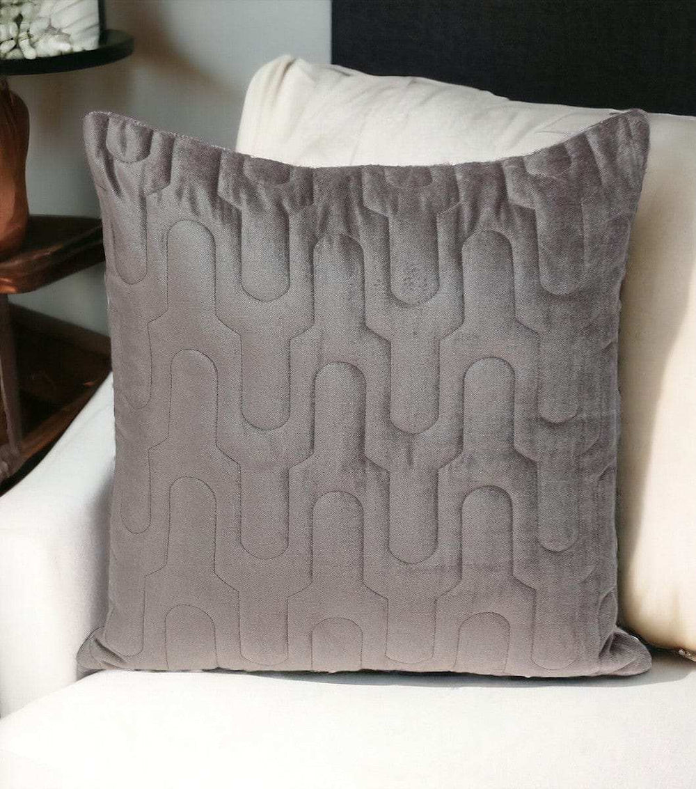 Geometric Lush Quilted Taupe Throw Pillow - Homeroots - Flyclothing LLC