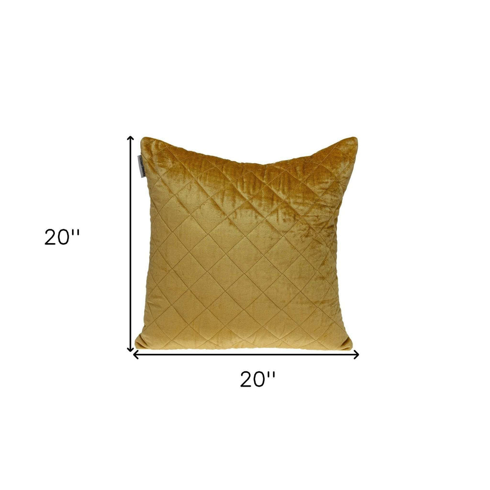 Tufted Diamond Yellow Ochre Transitional Square Pillow - Homeroots - Flyclothing LLC