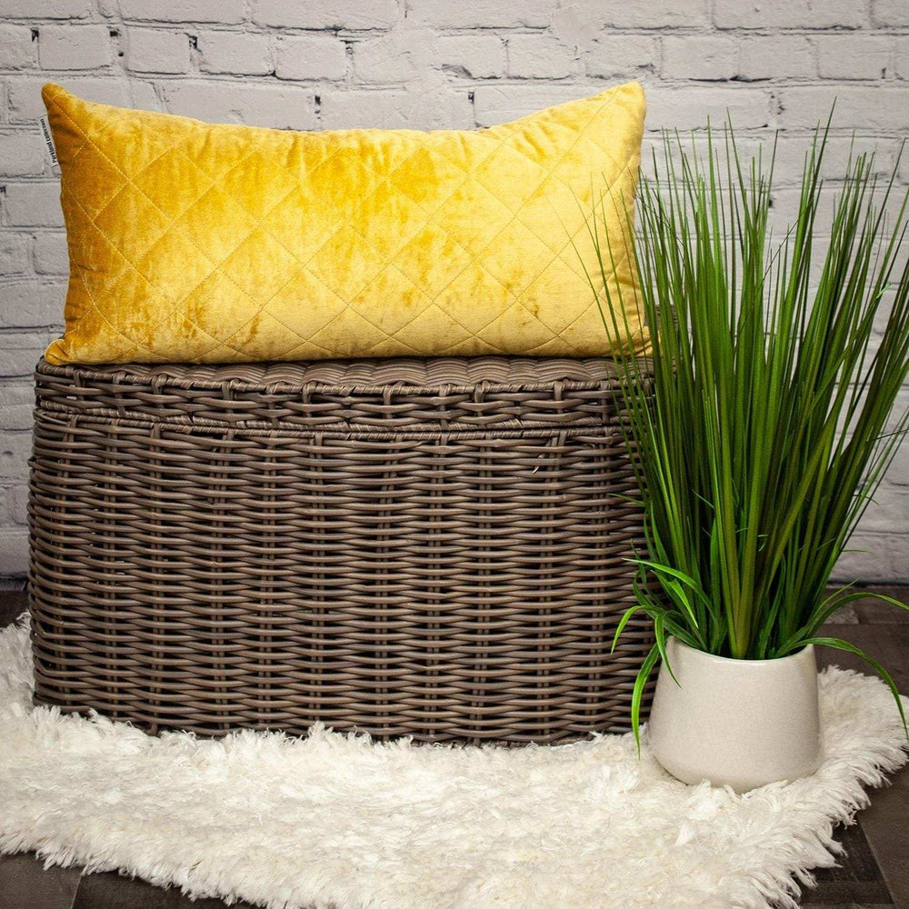 Tufted Diamond Yellow Ochre Transitional Lumbar Pillow - Homeroots - Flyclothing LLC
