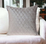 Taupe Tufted Velvet Quilted Throw Pillow - Homeroots - Flyclothing LLC