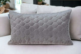 Taupe Tufted Velvet Quilted Lumbar Throw Pillow - Homeroots - Flyclothing LLC