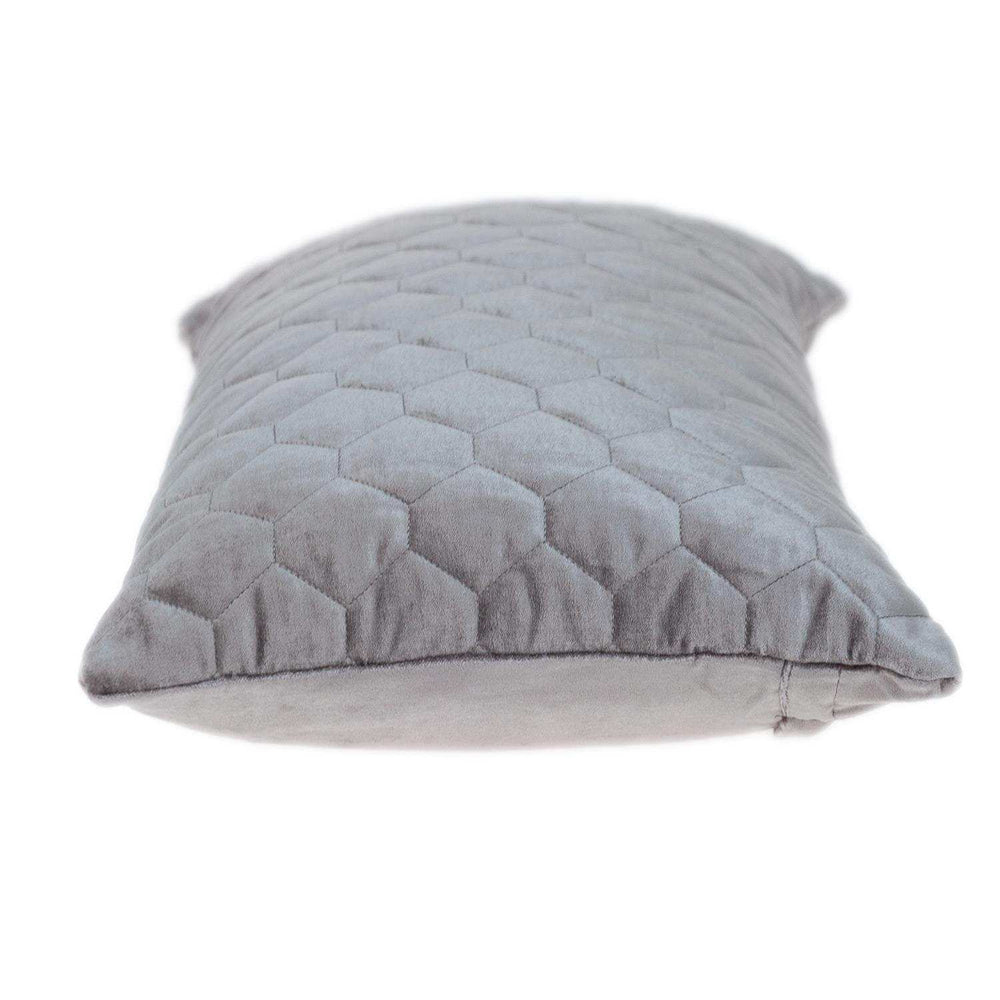 Taupe Tufted Velvet Quilted Lumbar Throw Pillow - Homeroots - Flyclothing LLC