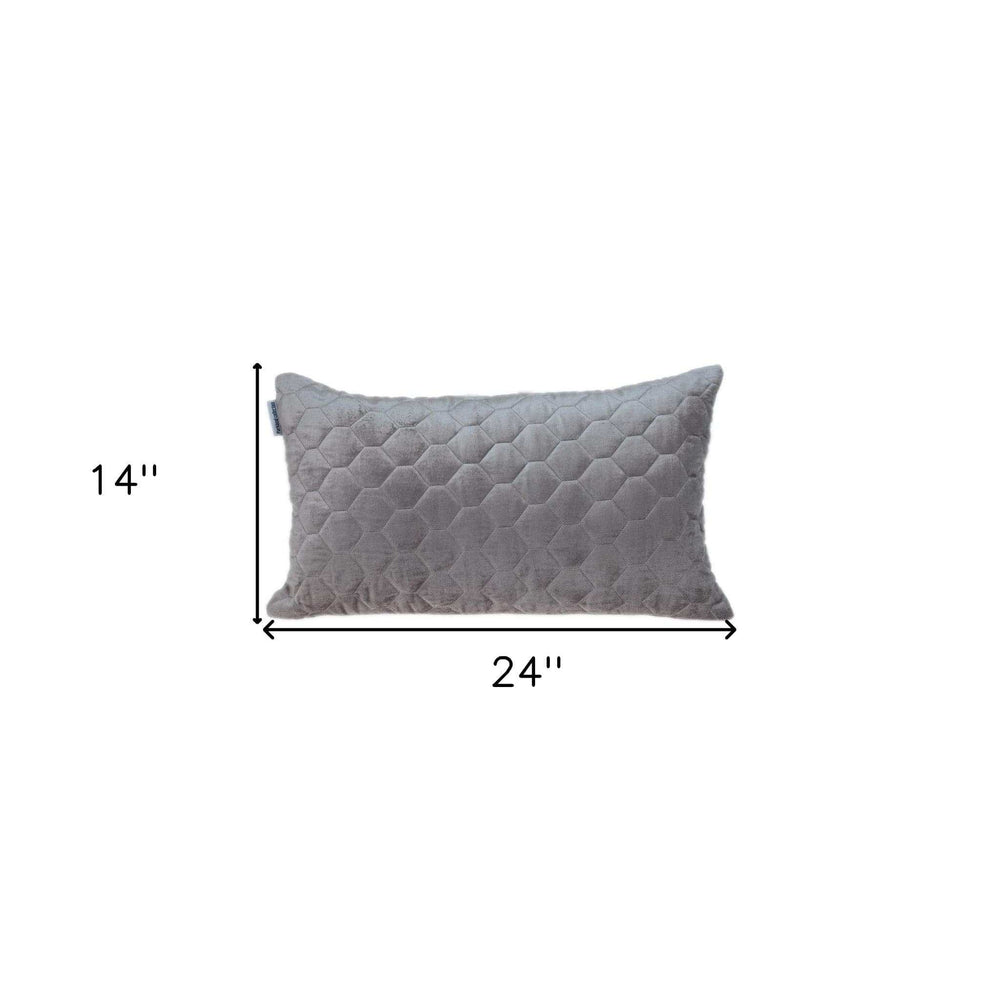 Taupe Tufted Velvet Quilted Lumbar Throw Pillow - Homeroots - Flyclothing LLC