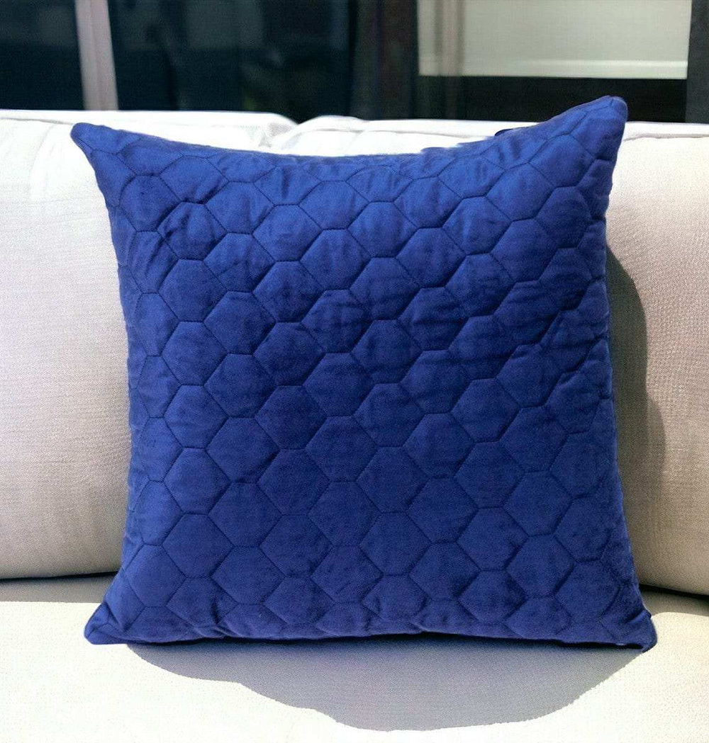 Blue Tufted Velvet Quilted Throw Pillow - Homeroots - Flyclothing LLC
