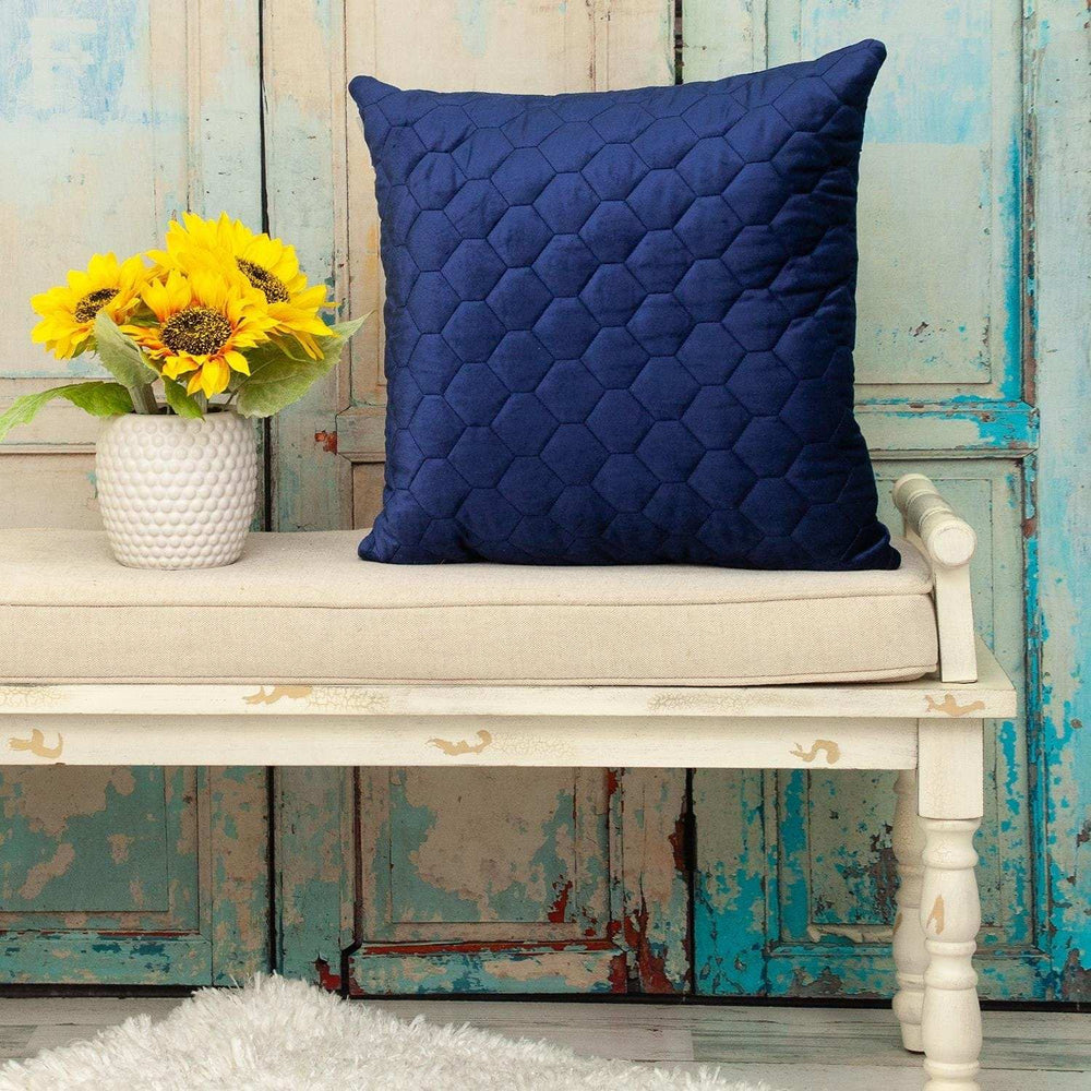 Blue Tufted Velvet Quilted Throw Pillow - Homeroots - Flyclothing LLC