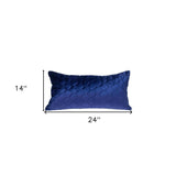 Blue Tufted Velvet Quilted Lumbar Throw Pillow - Homeroots - Flyclothing LLC