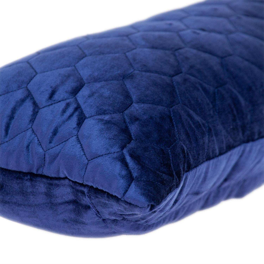 Blue Tufted Velvet Quilted Lumbar Throw Pillow - Homeroots - Flyclothing LLC
