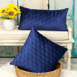 Blue Tufted Velvet Quilted Lumbar Throw Pillow - Homeroots - Flyclothing LLC