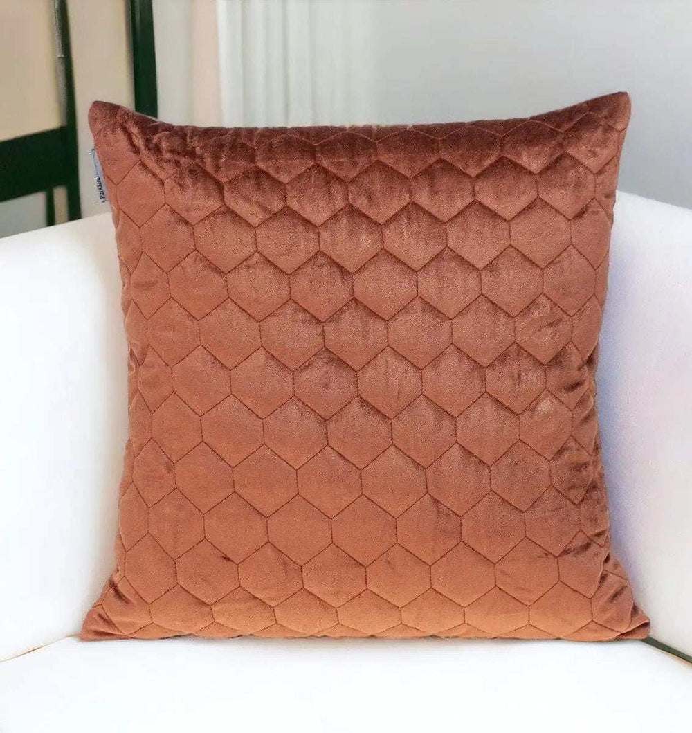 Burnt Orange Tufted Velvet Quilted Throw Pillow - Homeroots - Flyclothing LLC
