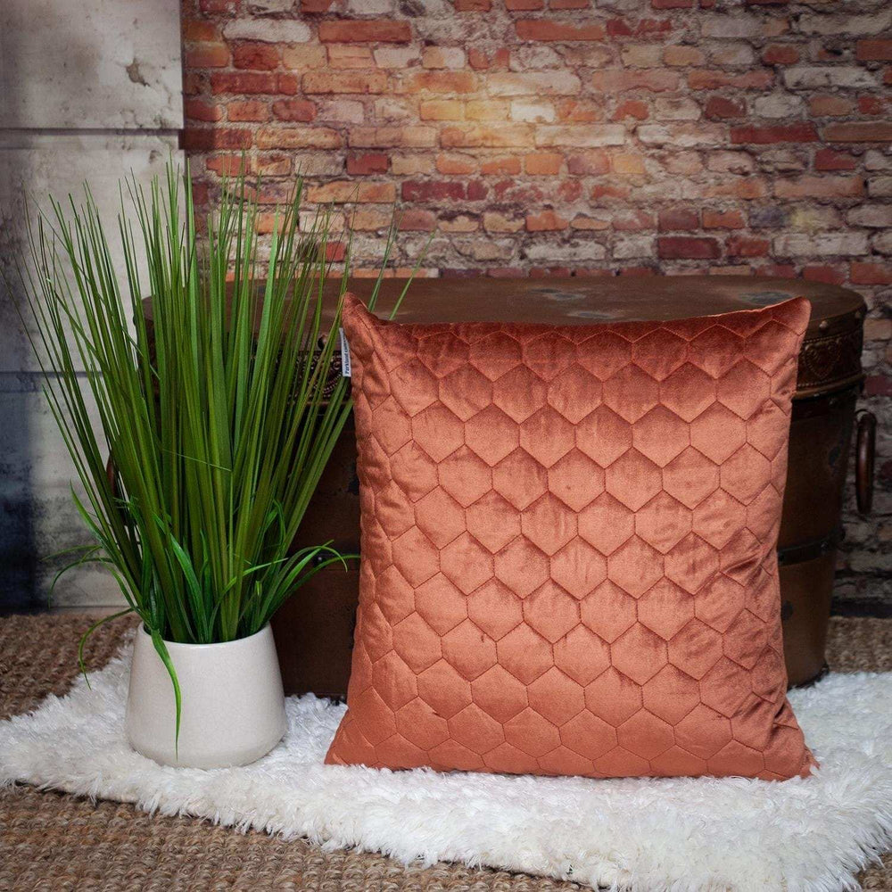 Burnt Orange Tufted Velvet Quilted Throw Pillow - Homeroots - Flyclothing LLC