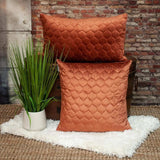 Burnt Orange Tufted Velvet Quilted Throw Pillow - Homeroots - Flyclothing LLC