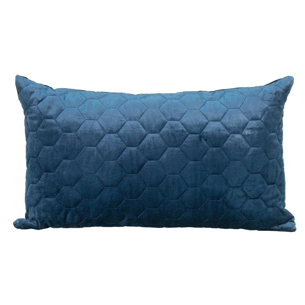 Navy Blue Tufted Velvet Quilted Lumbar Throw Pillow - Homeroots - Flyclothing LLC