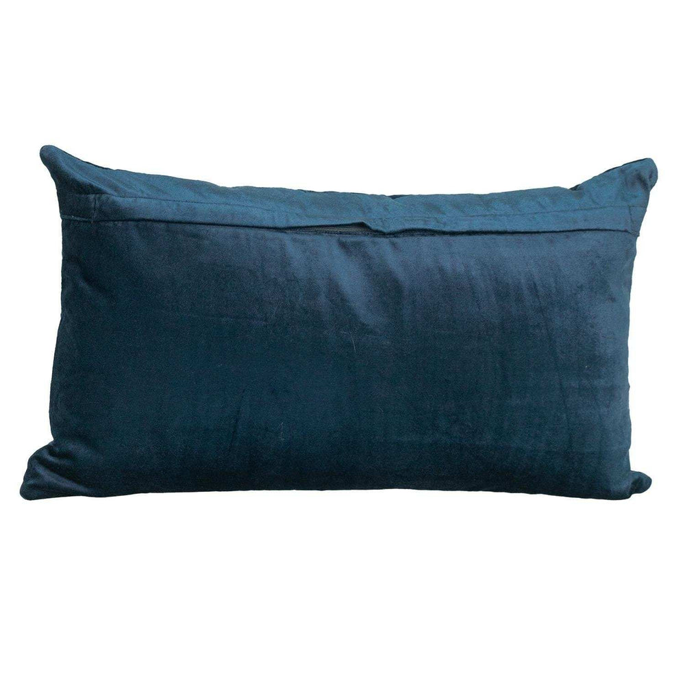 Navy Blue Tufted Velvet Quilted Lumbar Throw Pillow - Homeroots - Flyclothing LLC