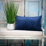 Navy Blue Tufted Velvet Quilted Lumbar Throw Pillow - Homeroots - Flyclothing LLC