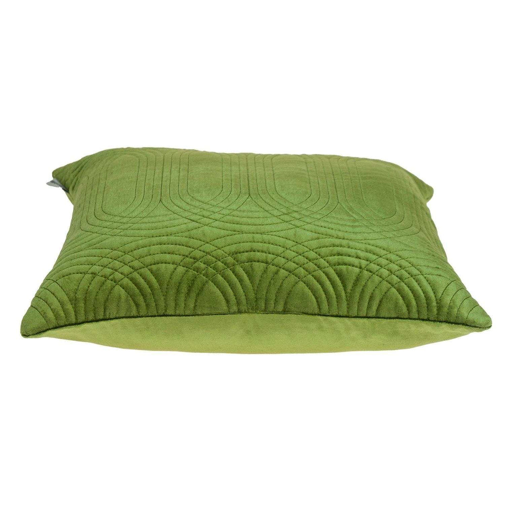 Quilted Velvet Olive Square Throw Pillow - Homeroots - Flyclothing LLC