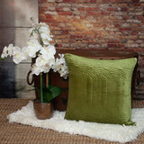 Quilted Velvet Olive Square Throw Pillow - Homeroots - Flyclothing LLC