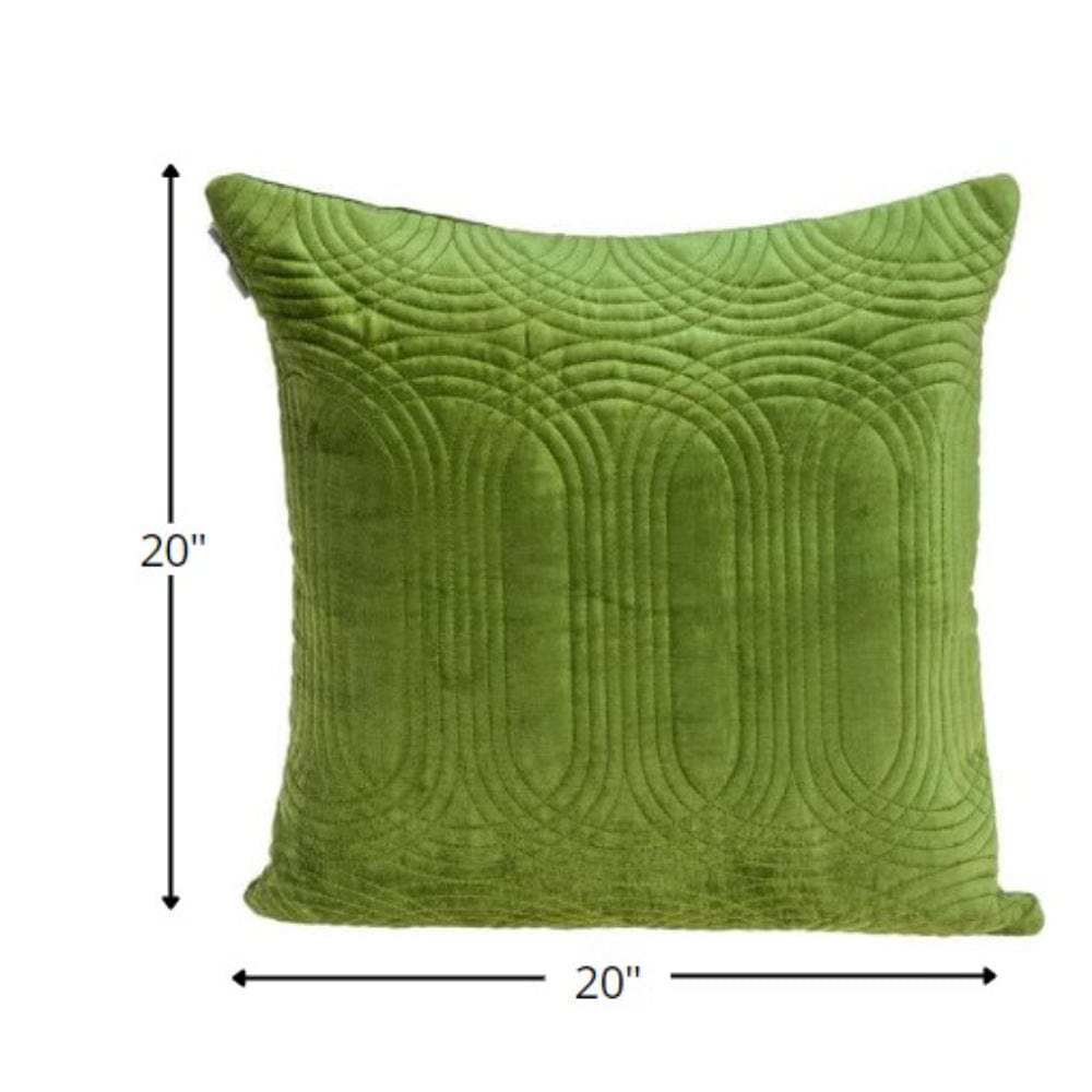 Quilted Velvet Olive Square Throw Pillow - Homeroots - Flyclothing LLC