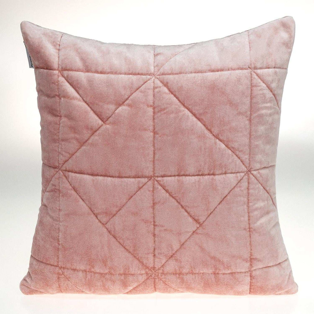 Pink Chunky Geo Stitched Velvet Decorative Throw Pillow - Homeroots - Flyclothing LLC