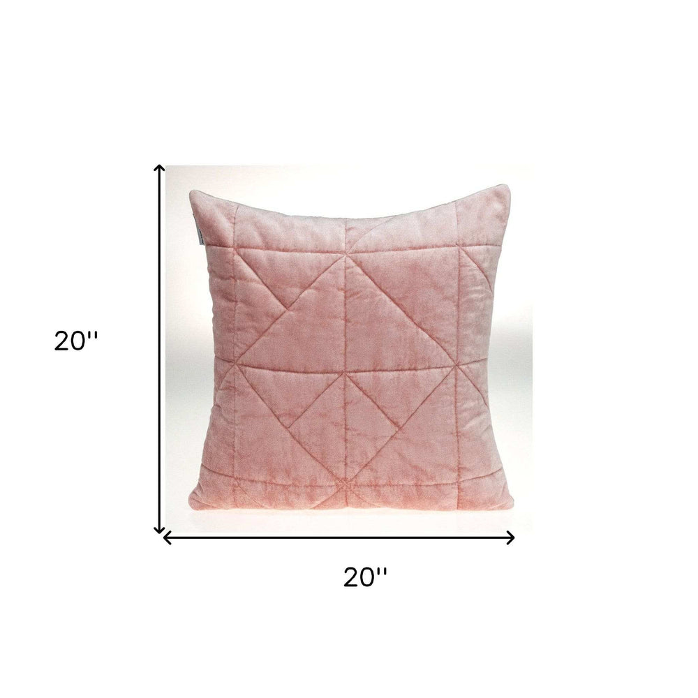 Pink Chunky Geo Stitched Velvet Decorative Throw Pillow - Homeroots - Flyclothing LLC