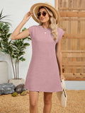 Round Neck Cap Sleeve Mini Dress - Trendsi - Flyclothing LLC