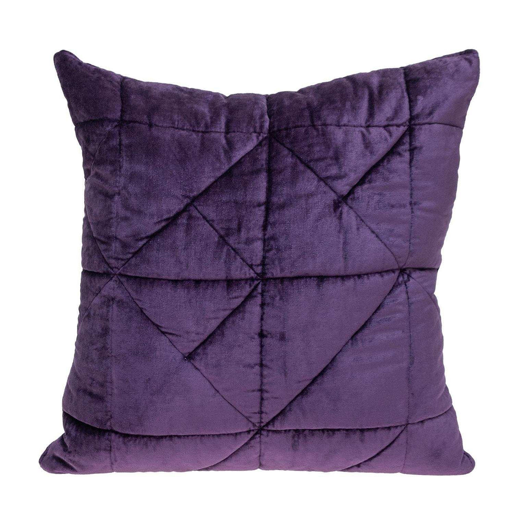Purple Chunky Geo Stitched Velvet Decorative Throw Pillow - Homeroots - Flyclothing LLC