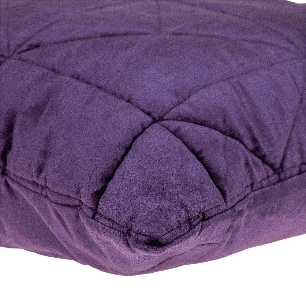 Purple Chunky Geo Stitched Velvet Decorative Throw Pillow - Homeroots - Flyclothing LLC