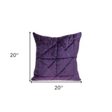 Purple Chunky Geo Stitched Velvet Decorative Throw Pillow - Homeroots - Flyclothing LLC