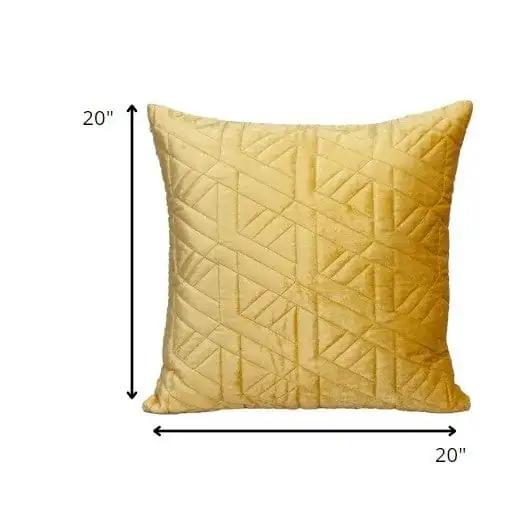 20" Yellow Cotton Blend Throw Pillow - Homeroots - Flyclothing LLC