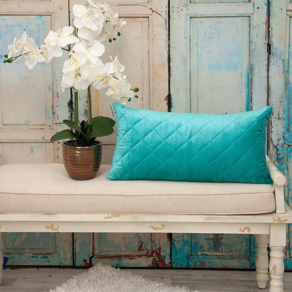 Tufted Diamond Aqua Transitional Lumbar Pillow - Homeroots - Flyclothing LLC