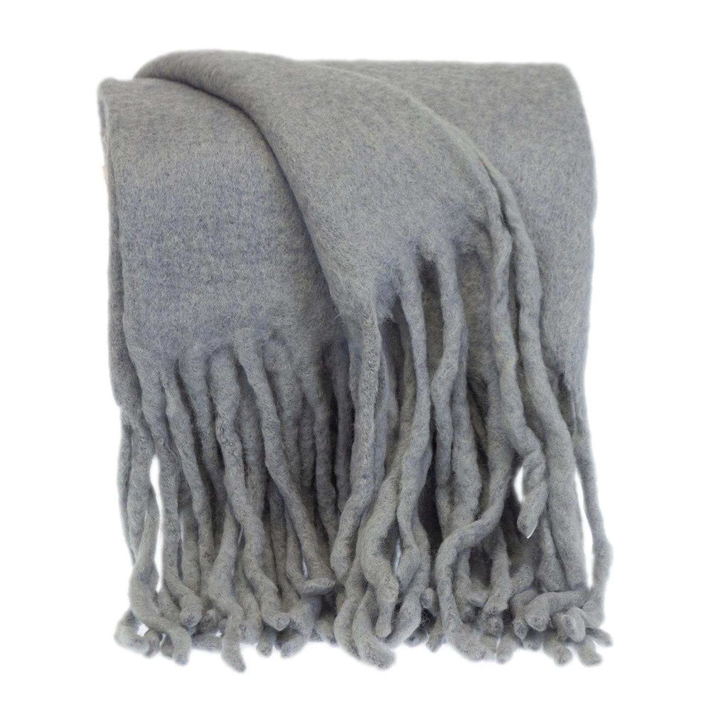 Gray Knitted Acrylic Solid Color Reversable Throw - Homeroots - Flyclothing LLC