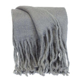 Gray Knitted Acrylic Solid Color Reversable Throw - Homeroots - Flyclothing LLC