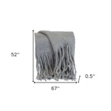 Gray Knitted Acrylic Solid Color Reversable Throw - Homeroots - Flyclothing LLC