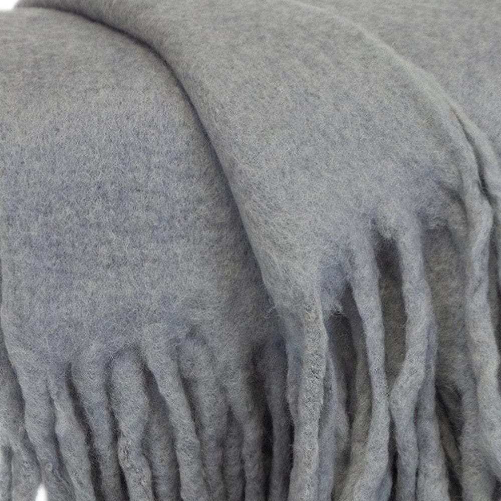 Gray Knitted Acrylic Solid Color Reversable Throw - Homeroots - Flyclothing LLC