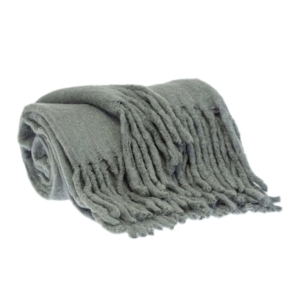 Super Soft Gray Soft Solid Color Handloomed Throw Blanket - Homeroots - Flyclothing LLC