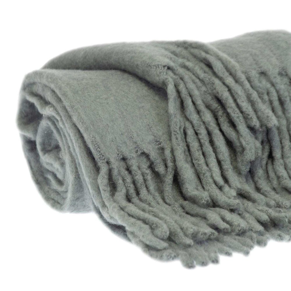 Super Soft Gray Soft Solid Color Handloomed Throw Blanket - Homeroots - Flyclothing LLC