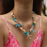 Ocean Charm Shell Starfish Statement Necklace - Trendsi - Flyclothing LLC