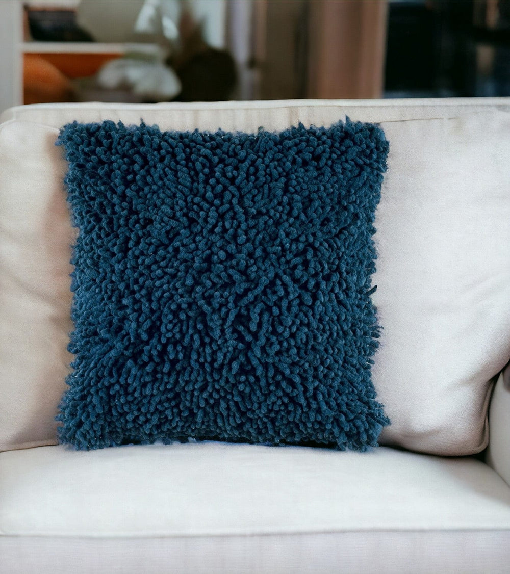 18" Blue Boho Textured Modern Throw Pillow - Homeroots - Flyclothing LLC
