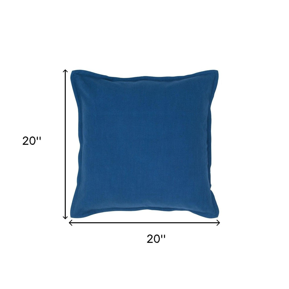 20" Blue Cotton Throw Pillow - Homeroots - Flyclothing LLC