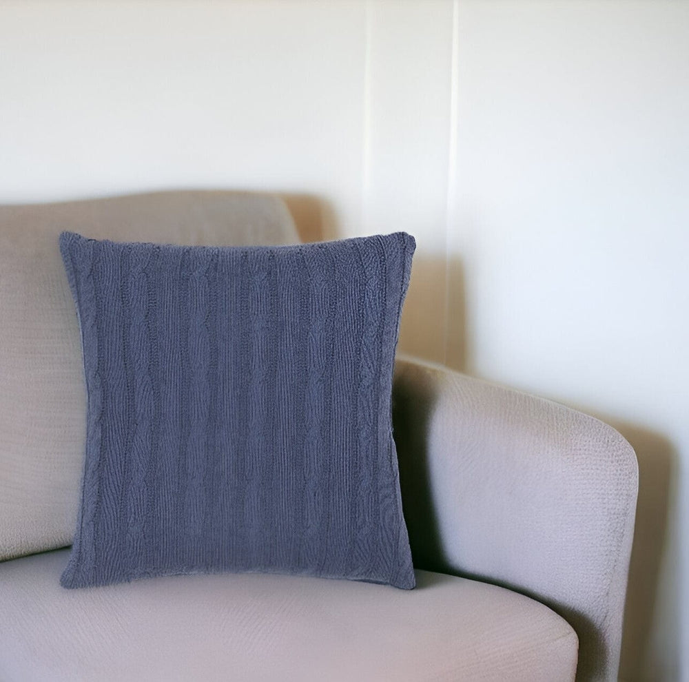 18" Blue Cotton Throw Pillow - Homeroots - Flyclothing LLC