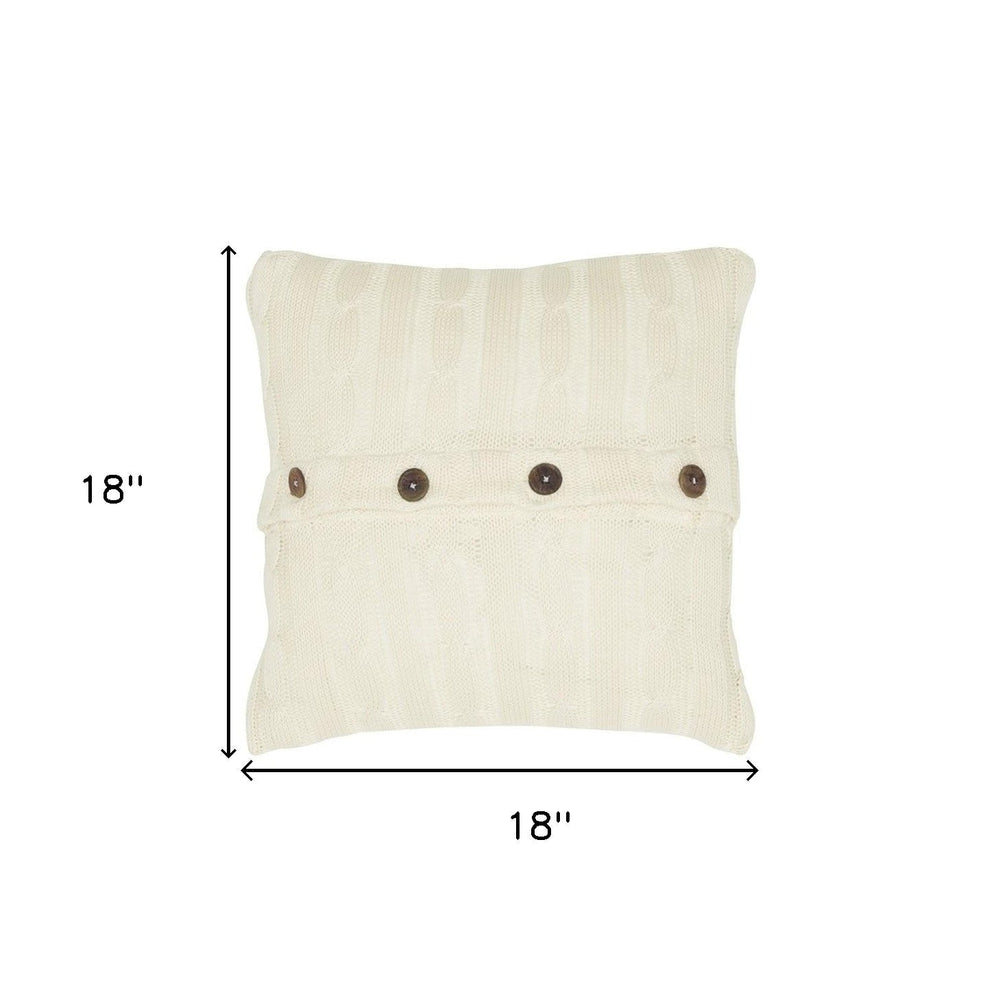 18" Ivory Cotton Throw Pillow - Homeroots - Flyclothing LLC