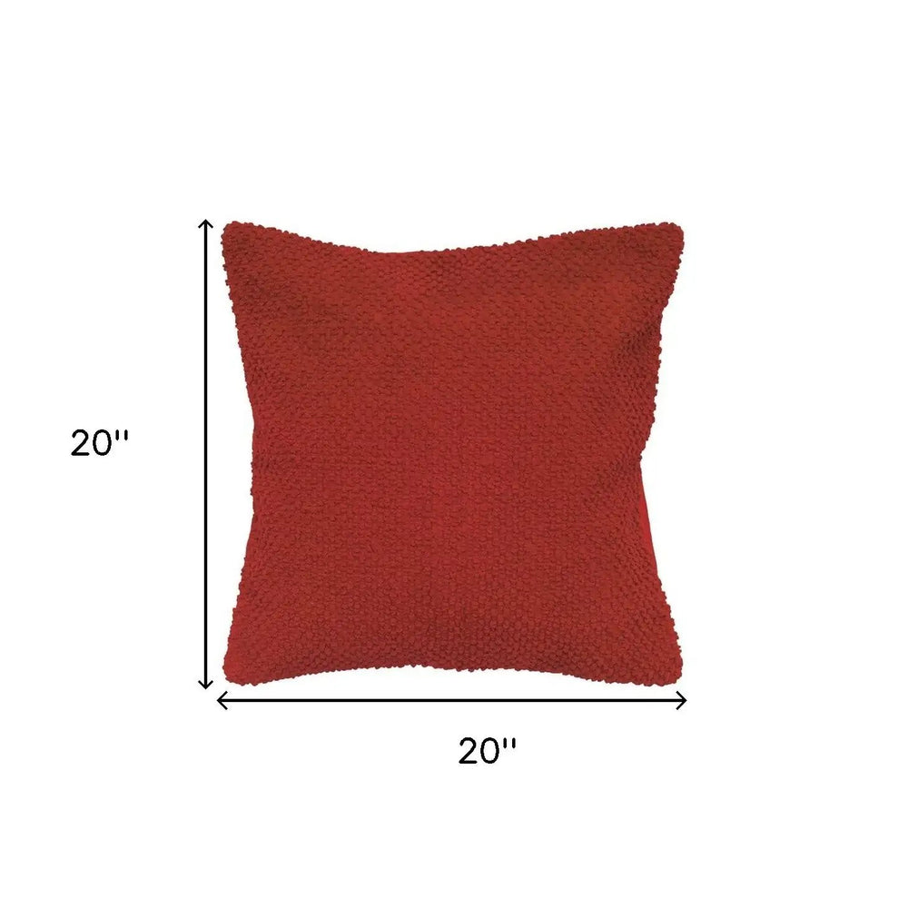 20" Red Cotton Throw Pillow - Homeroots - Flyclothing LLC