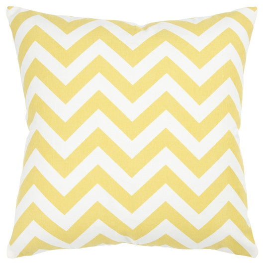 18" Yellow and Ivory Cotton Throw Pillow - Homeroots