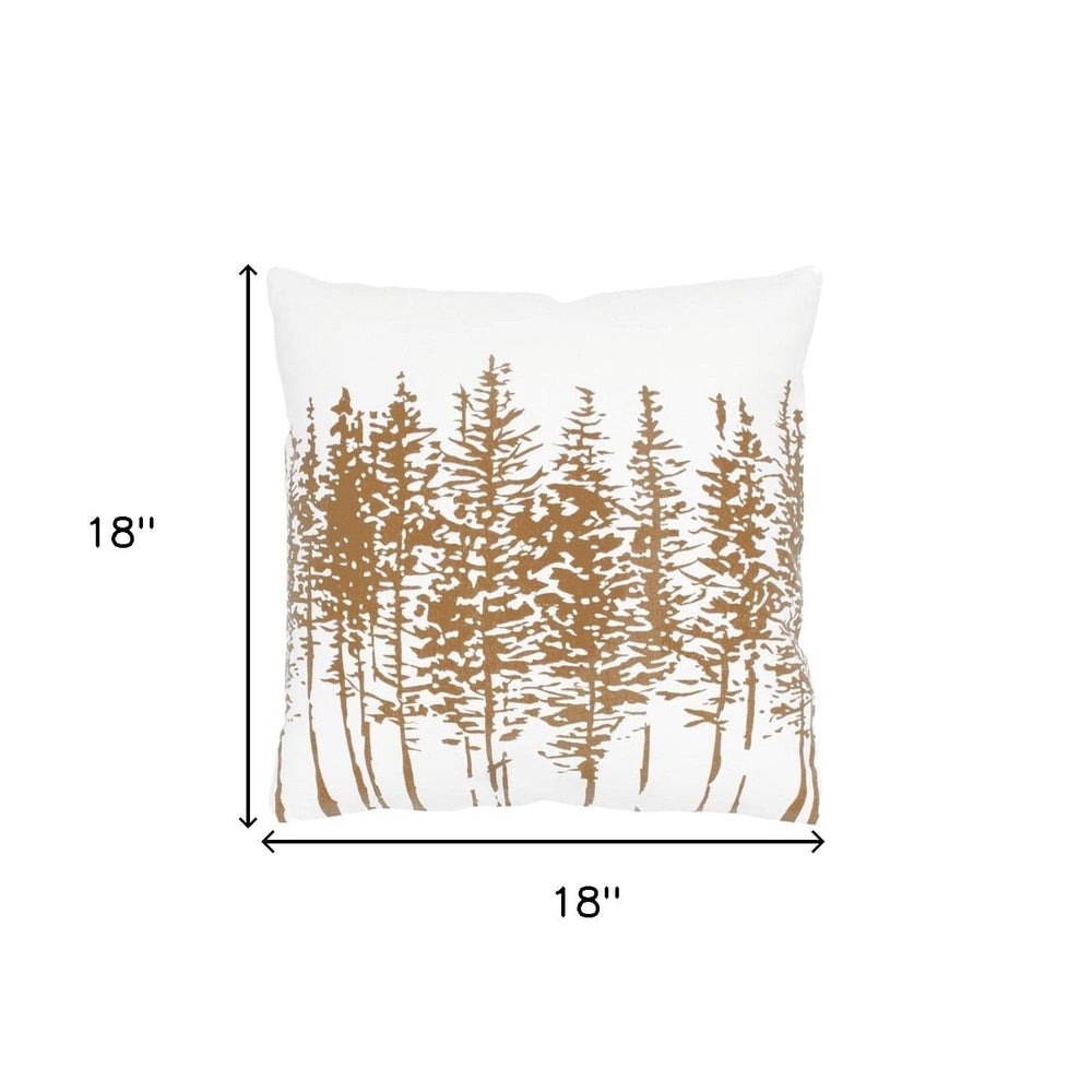 18" Brown and Ivory Forest Cotton Throw Pillow - Homeroots - Flyclothing LLC