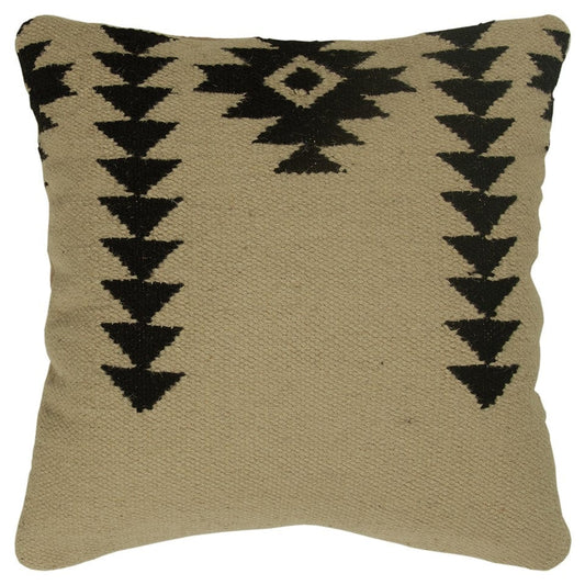 18" Black and Ivory Cotton Throw Pillow - Homeroots