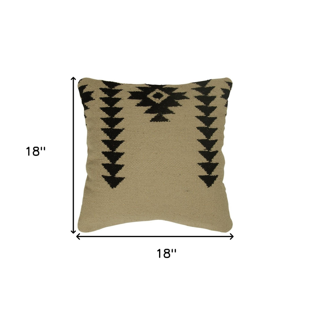 18" Black and Ivory Cotton Throw Pillow - Homeroots - Flyclothing LLC
