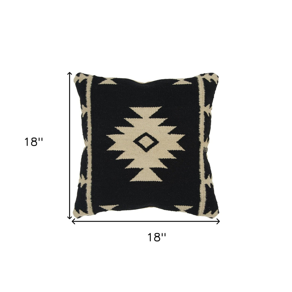 18" Beige and Black Cotton Throw Pillow - Homeroots - Flyclothing LLC